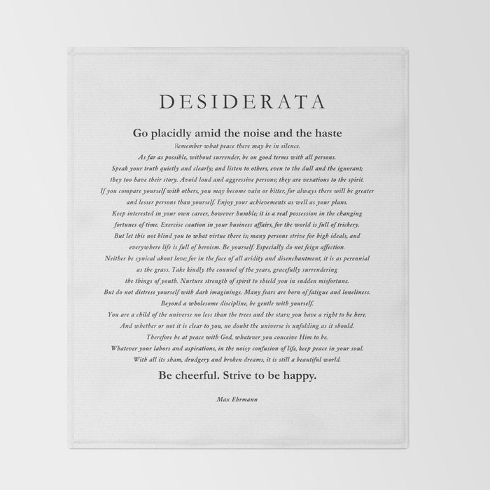 Desiderata by Max Ehrmann Throw Blanket Gallery Image 2
