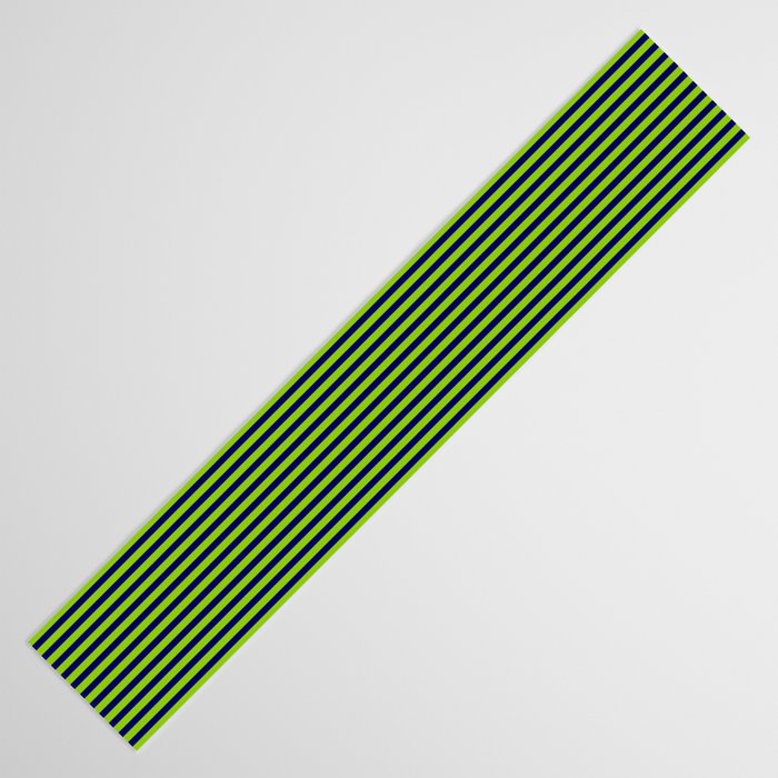 Lime Green and Navy Blue Ultra Fine Vertical Stripes Table Runner Gallery Image 3