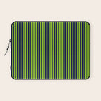 Lime Green and Navy Blue Ultra Fine Vertical Stripes Laptop Sleeve Gallery Image 1