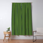 Lime Green and Navy Blue Ultra Fine Vertical Stripes Window Curtain Gallery Image 5