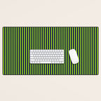 Lime Green and Navy Blue Ultra Fine Vertical Stripes Desk Mat Gallery Image 1