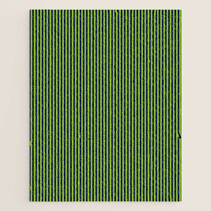 Lime Green and Navy Blue Ultra Fine Vertical Stripes Jigsaw Puzzle Gallery Image 1
