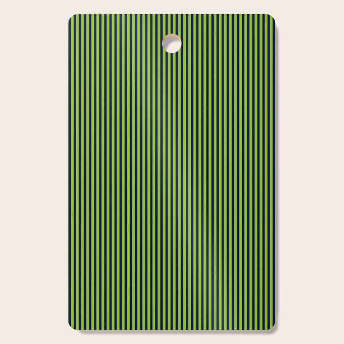 Lime Green and Navy Blue Ultra Fine Vertical Stripes Cutting Board Gallery Image 1