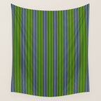 Lime Green and Navy Blue Ultra Fine Vertical Stripes Wall Tapestry Gallery Image 4