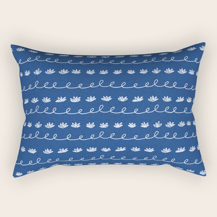 Abstract Cookie Pattern Doodle in Navy & Sky Blue Rectangular Pillow Gallery Image 1
