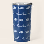 Abstract Cookie Pattern Doodle in Navy & Sky Blue Travel Mug Gallery Image 2