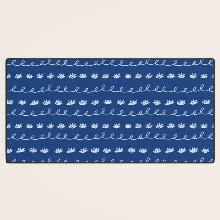 Abstract Cookie Pattern Doodle in Navy & Sky Blue Desk Mat Gallery Image 3