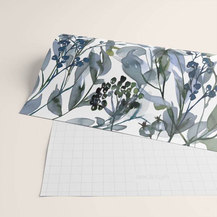 Watercolor Leaves Floral Prints Wrapping Paper Gallery Image 2