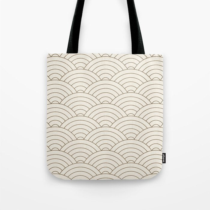 Waves (Cream & Chocolate) Tote Bag Gallery Image 1
