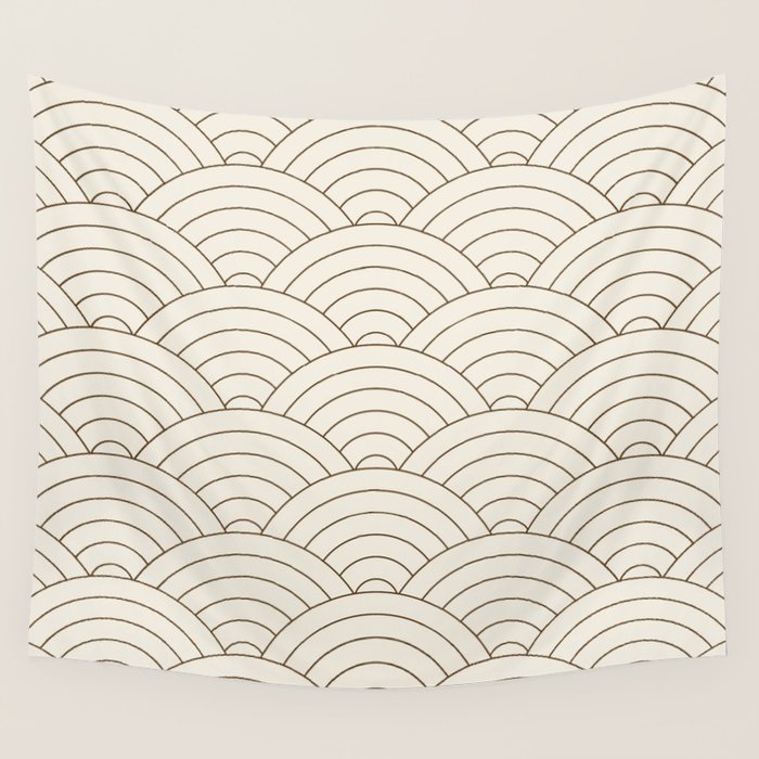 Waves (Cream & Chocolate) Wall Tapestry Gallery Image 4