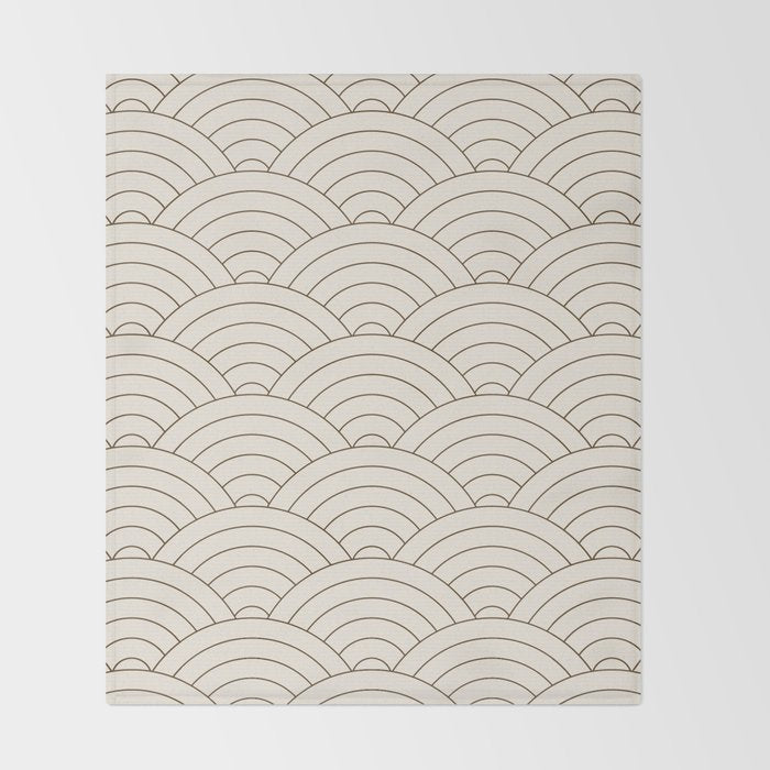 Waves (Cream & Chocolate) Throw Blanket Gallery Image 2