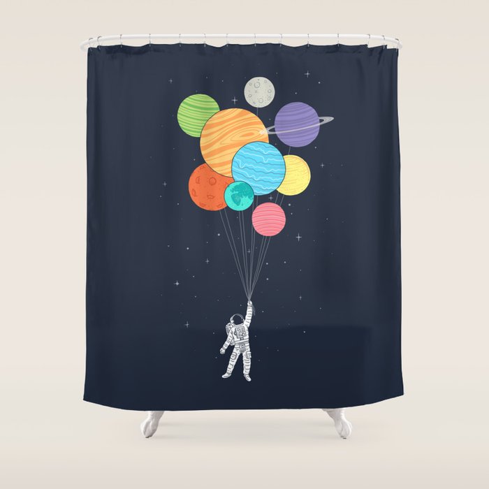 Planet Balloons Shower Curtain Gallery Image 1
