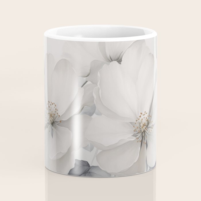 Graceful Calm Blooming Scene Ivory Grey Coffee Mug Gallery Image 4