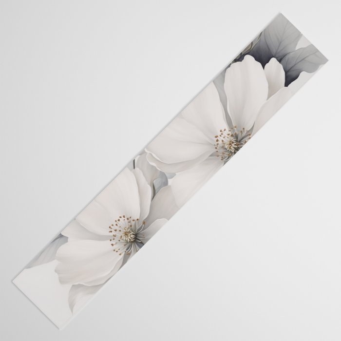 Graceful Calm Blooming Scene Ivory Grey Table Runner Gallery Image 3