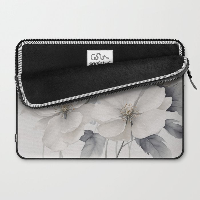 Graceful Calm Blooming Scene Ivory Grey Laptop Sleeve Gallery Image 2