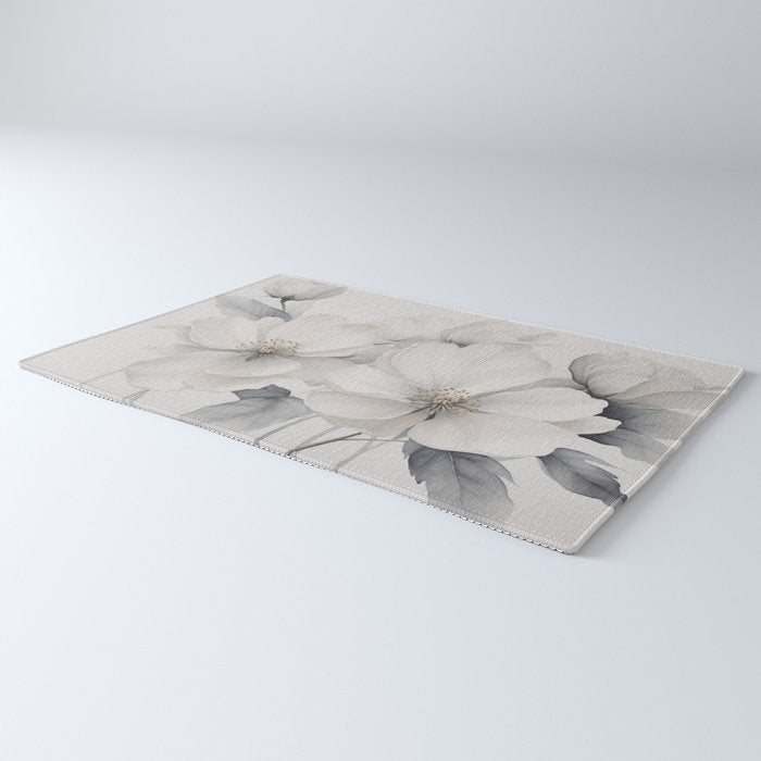Graceful Calm Blooming Scene Ivory Grey Rug Gallery Image 3