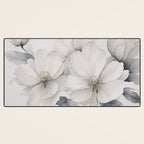 Graceful Calm Blooming Scene Ivory Grey Desk Mat Gallery Image 3