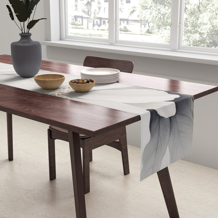 Graceful Calm Blooming Scene Ivory Grey Table Runner Gallery Image 2