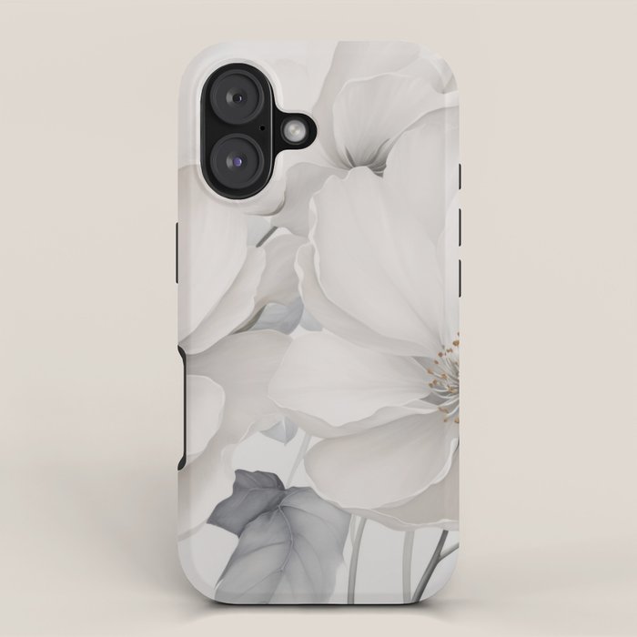 Graceful Calm Blooming Scene Ivory Grey iPhone Case Gallery Image 1