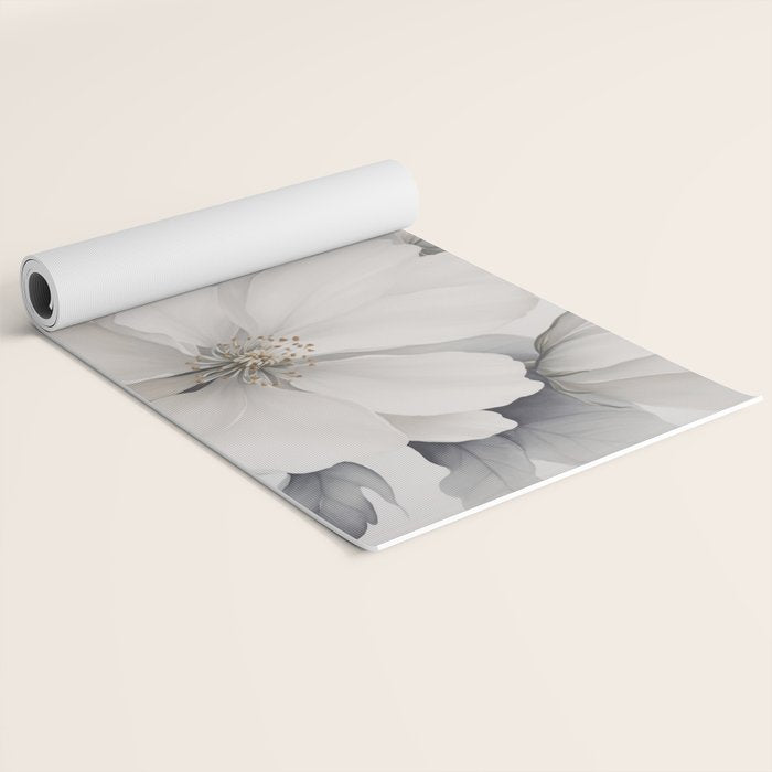 Graceful Calm Blooming Scene Ivory Grey Yoga Mat Gallery Image 2