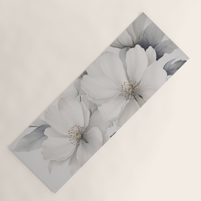Graceful Calm Blooming Scene Ivory Grey Yoga Mat Gallery Image 1