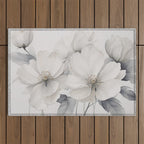 Graceful Calm Blooming Scene Ivory Grey Outdoor Rug Gallery Image 1