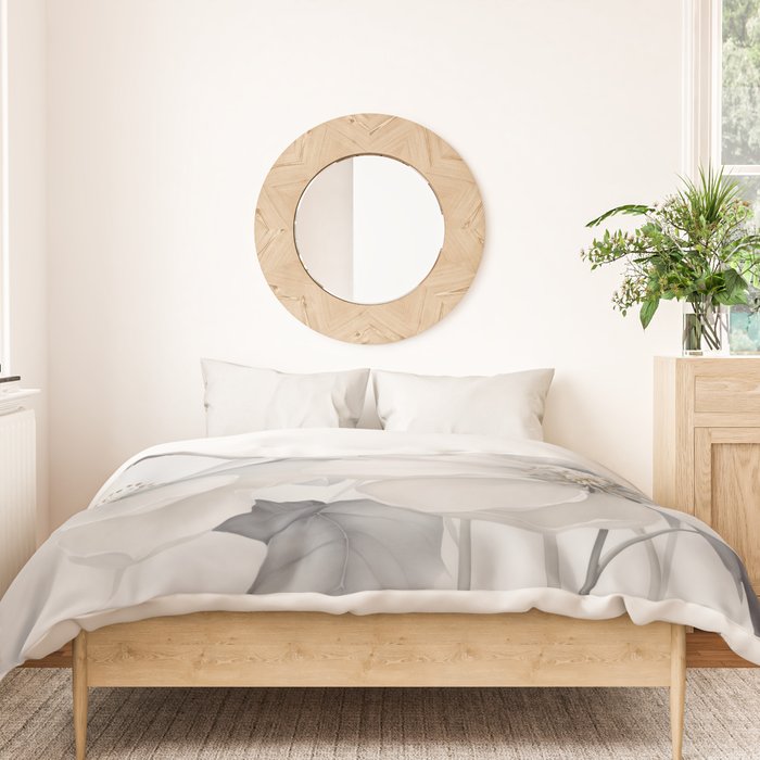 Graceful Calm Blooming Scene Ivory Grey Duvet Cover Gallery Image 3