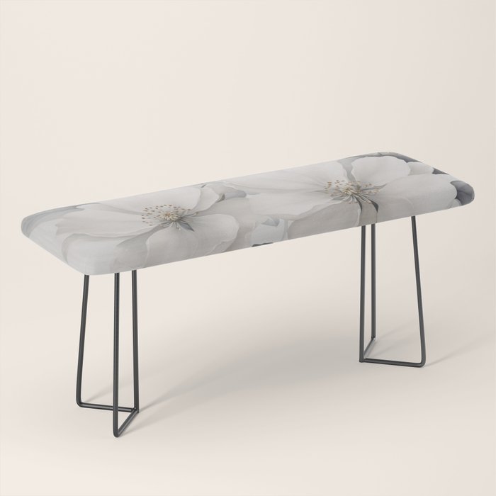 Graceful Calm Blooming Scene Ivory Grey Bench Gallery Image 1