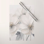 Graceful Calm Blooming Scene Ivory Grey Wrapping Paper Gallery Image 1