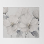 Graceful Calm Blooming Scene Ivory Grey Throw Blanket Gallery Image 2