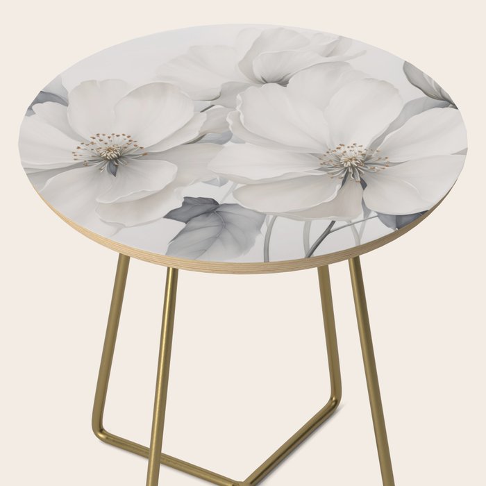 Graceful Calm Blooming Scene Ivory Grey Side Table Gallery Image 2