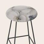 Graceful Calm Blooming Scene Ivory Grey Stool Gallery Image 2