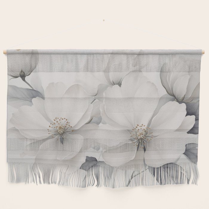 Graceful Calm Blooming Scene Ivory Grey Wall Hanging Gallery Image 1