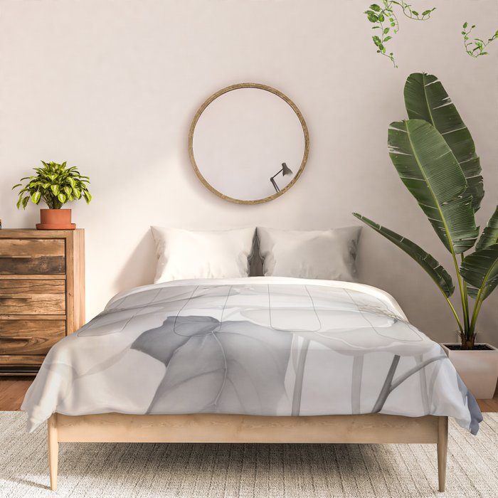 Graceful Calm Blooming Scene Ivory Grey Comforter Gallery Image 3