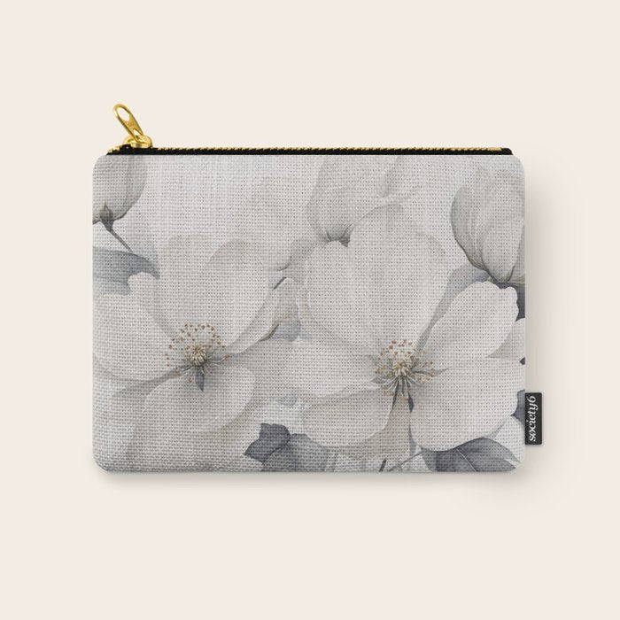 Graceful Calm Blooming Scene Ivory Grey Carry All Pouch Gallery Image 1