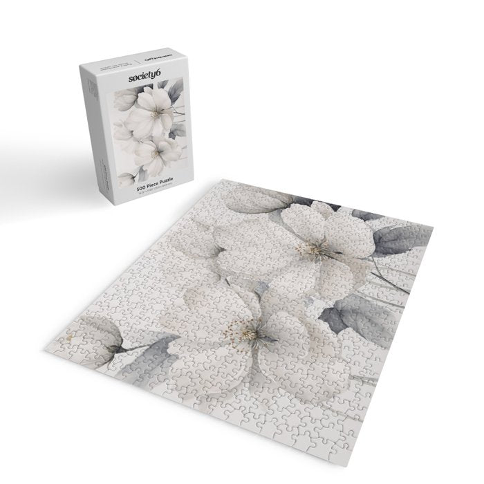 Graceful Calm Blooming Scene Ivory Grey Jigsaw Puzzle Gallery Image 2