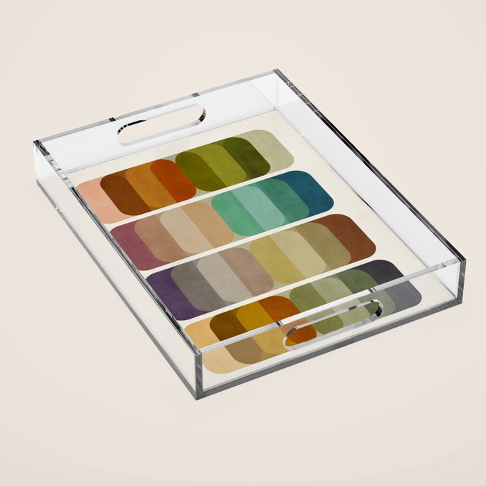Earth Tones Modern MCM Colorful Art Acrylic Tray Gallery Image 1