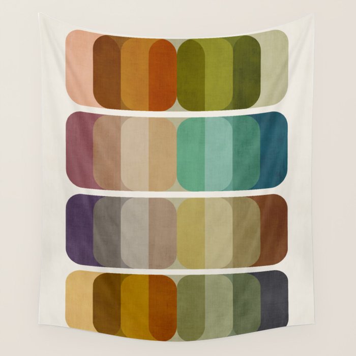 Earth Tones Modern MCM Colorful Art Wall Tapestry Gallery Image 4