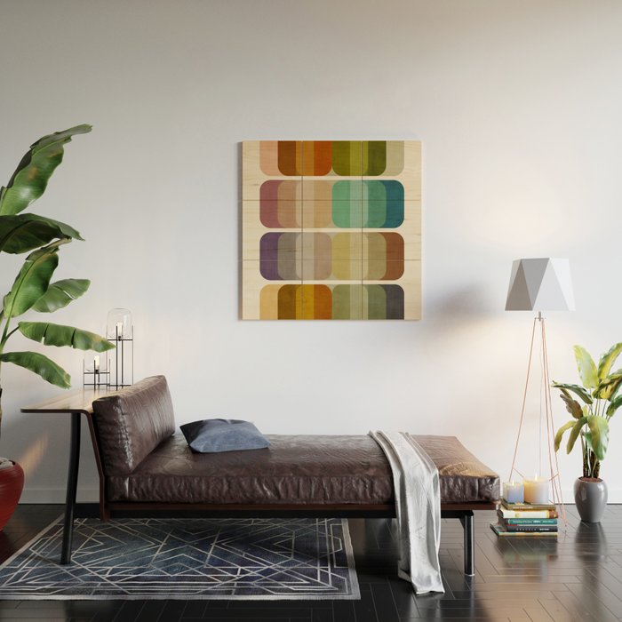 Earth Tones Modern MCM Colorful Art Wood Wall Art Gallery Image 2