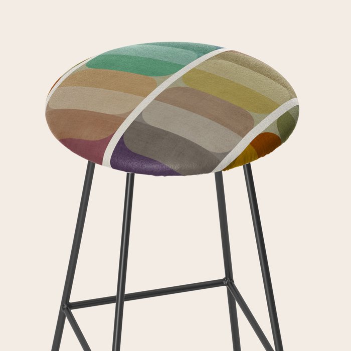 Earth Tones Modern MCM Colorful Art Stool Gallery Image 2