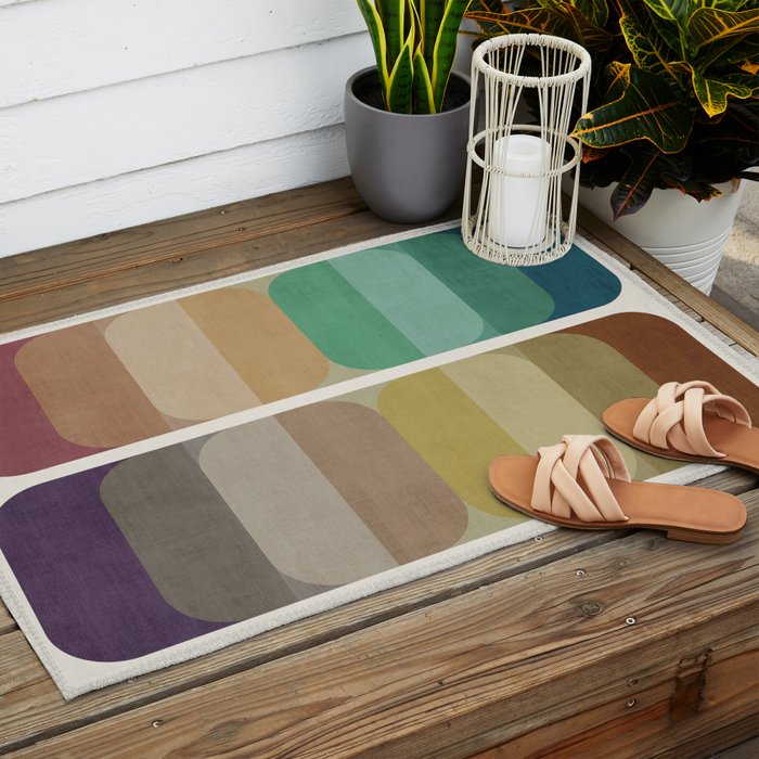 Earth Tones Modern MCM Colorful Art Outdoor Rug Gallery Image 2
