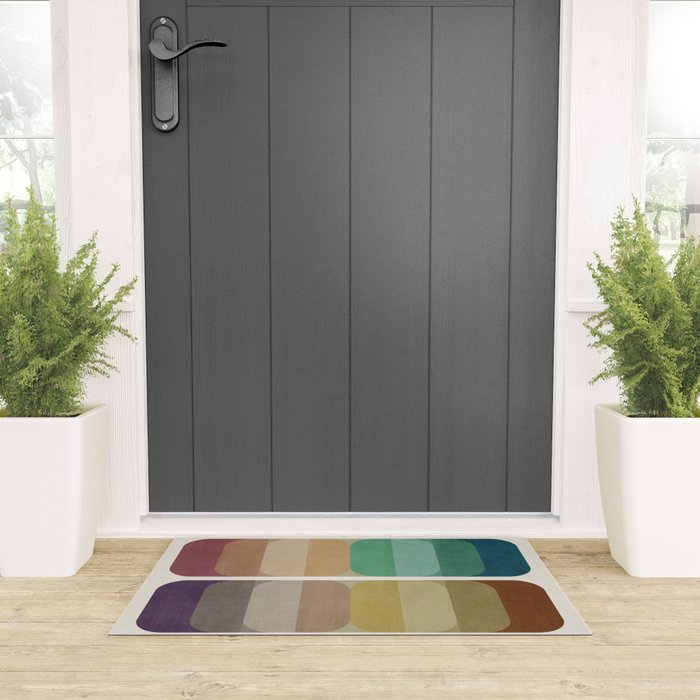 Earth Tones Modern MCM Colorful Art Welcome Mat Gallery Image 3