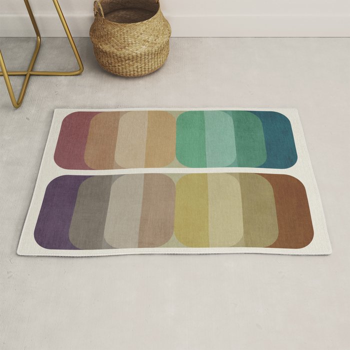 Earth Tones Modern MCM Colorful Art Rug Gallery Image 1