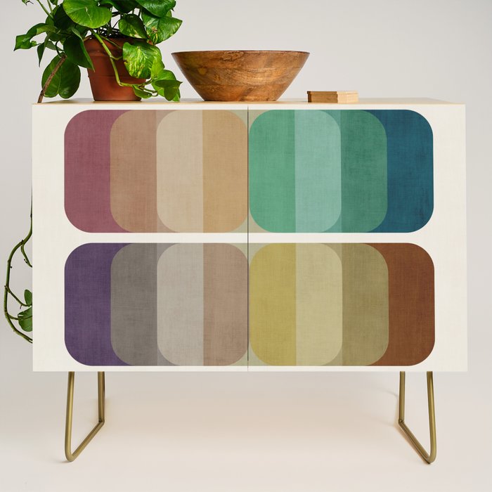 Earth Tones Modern MCM Colorful Art Credenza Gallery Image 1