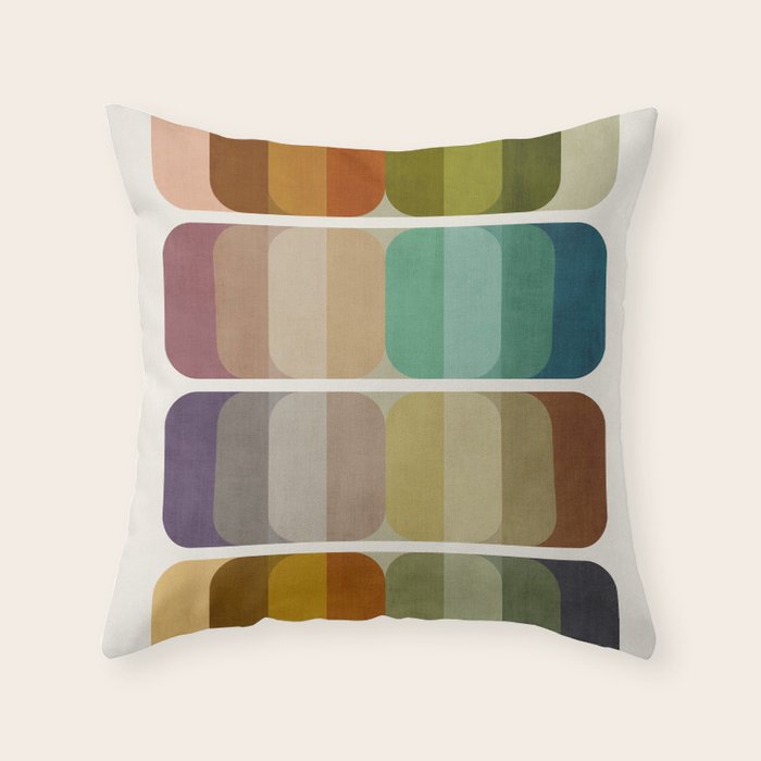 Earth Tones Modern MCM Colorful Art Throw Pillow Gallery Image 6
