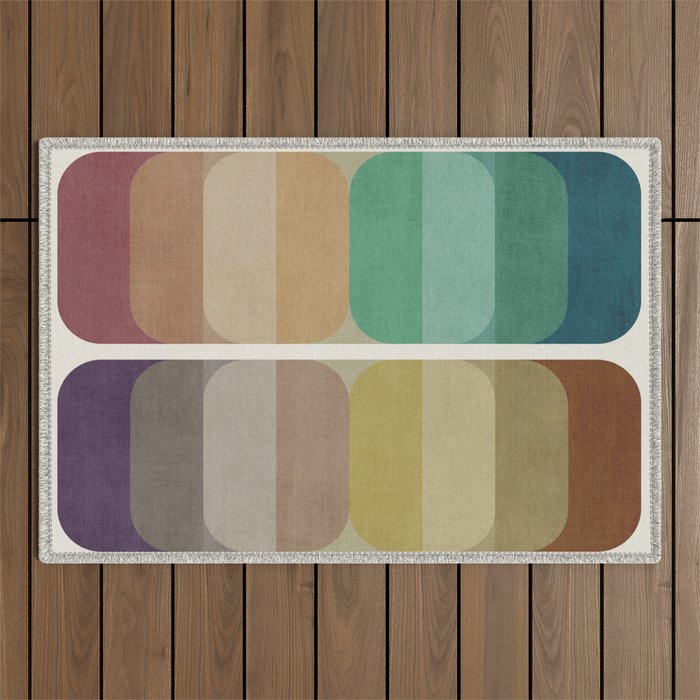 Earth Tones Modern MCM Colorful Art Outdoor Rug Gallery Image 1