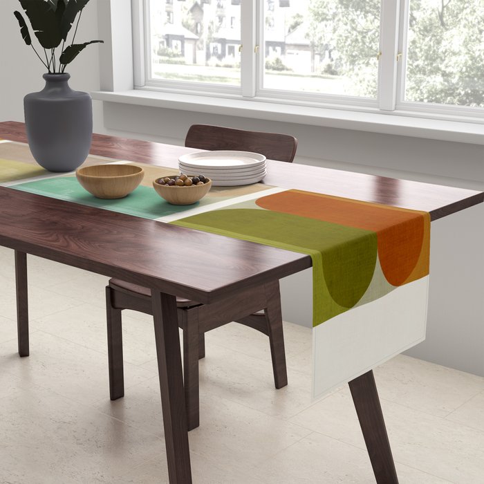 Earth Tones Modern MCM Colorful Art Table Runner Gallery Image 2