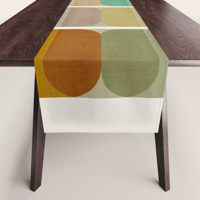 Earth Tones Modern MCM Colorful Art Table Runner Gallery Image 1