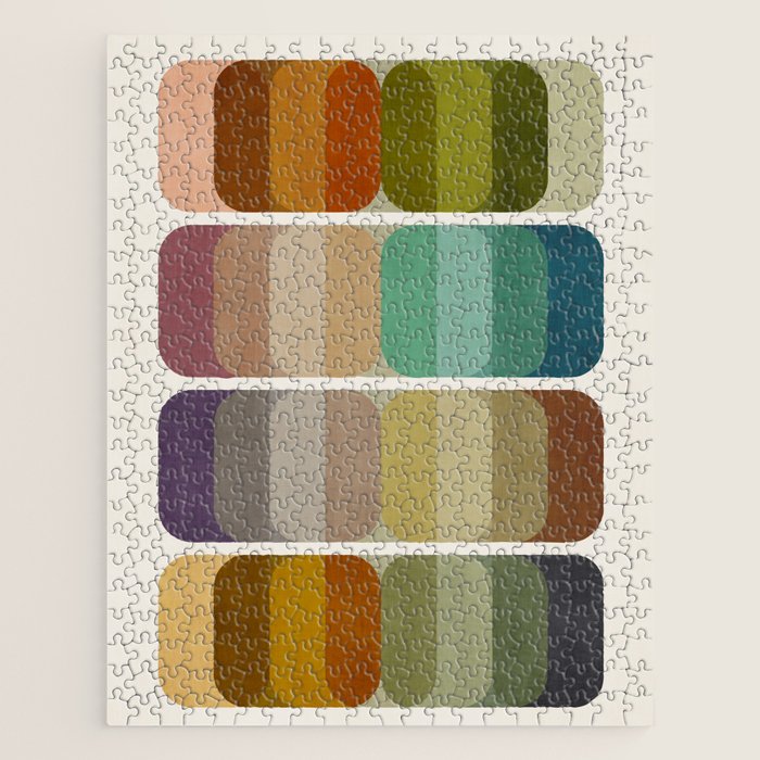 Earth Tones Modern MCM Colorful Art Jigsaw Puzzle