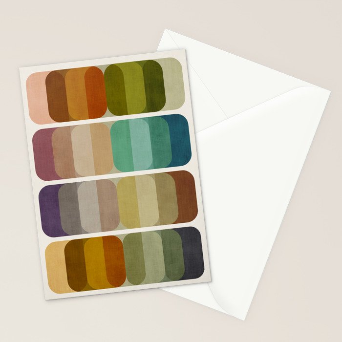Earth Tones Modern MCM Colorful Art Stationery Card Gallery Image 2